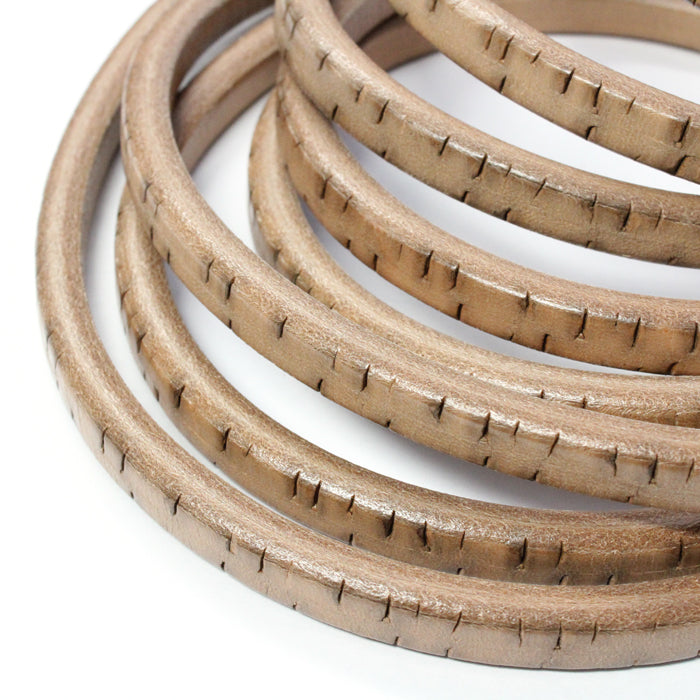 BEIGE BARK Regaliz 10 x 6mm Leather Cord / sold by the foot / jewelry leather for bracelets
