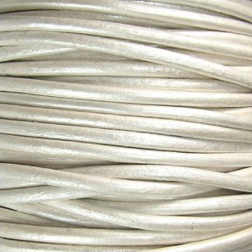 METALLIC PEARL 2mm Round Leather Cord