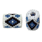 15x11mm Black and Blue Diamonds on White Peyote Stitch Tube Bead