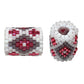 15x11mm Grey and Pink Diamonds on White Peyote Stitch Tube Bead