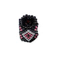 15x11mm  White and Pink Diamonds on Black Peyote Stitch Tube Bead