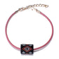 15x11mm Pink Matte and Silver Diamonds on Black Peyote Stitch Tube Bead