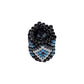 15x11mm White and Blue Diamonds on Black Peyote Stitch Tube Bead