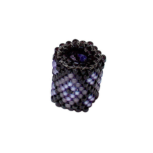 15x11mm Purple Diamonds on Black Peyote Stitch Tube Bead