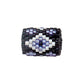 15x11mm White and Purple Diamonds on Black Peyote Stitch Tube Bead