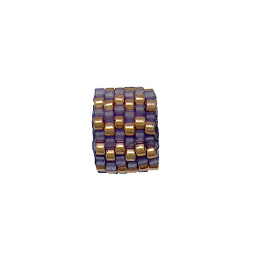 9x11mm Purple and Gold Zipper Mini Peyote Stitch Tube Bead