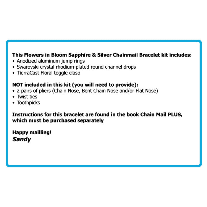 Component Kit for Flowers in Bloom Chainmail Bracelet (Sapphire Blue and Silver)