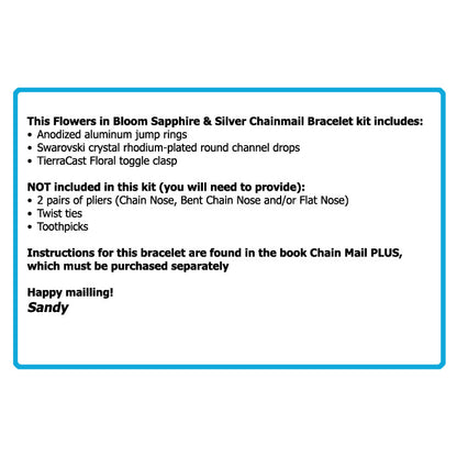 Component Kit for Flowers in Bloom Chainmail Bracelet (Sapphire Blue and Silver)