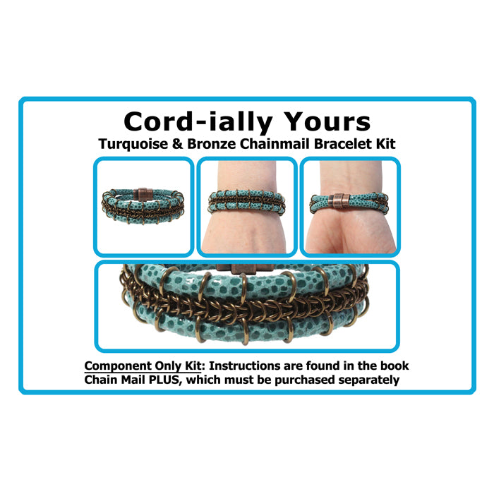 Component Kit for Cord-ially Yours Chainmail Bracelet (Turquoise & Bronze)