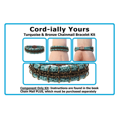 Component Kit for Cord-ially Yours Chainmail Bracelet (Turquoise & Bronze)