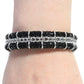 Cord-ially Yours Bracelet (black & silver) / 6.5 to 7 Inch wrist size / anodized aluminum chainmail / suede leather cord / magnetic clasp
