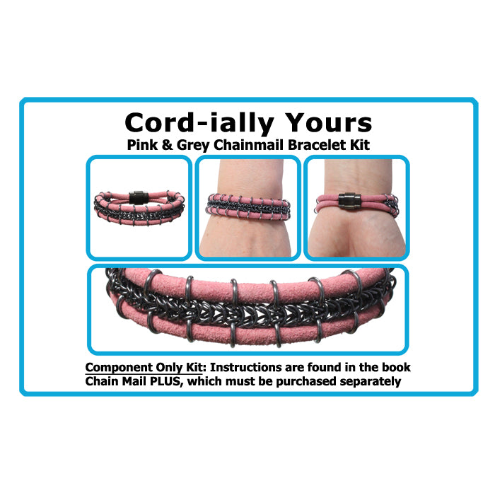 Component Kit for Cord-ially Yours Chainmail Bracelet (Pink & Black Ice)