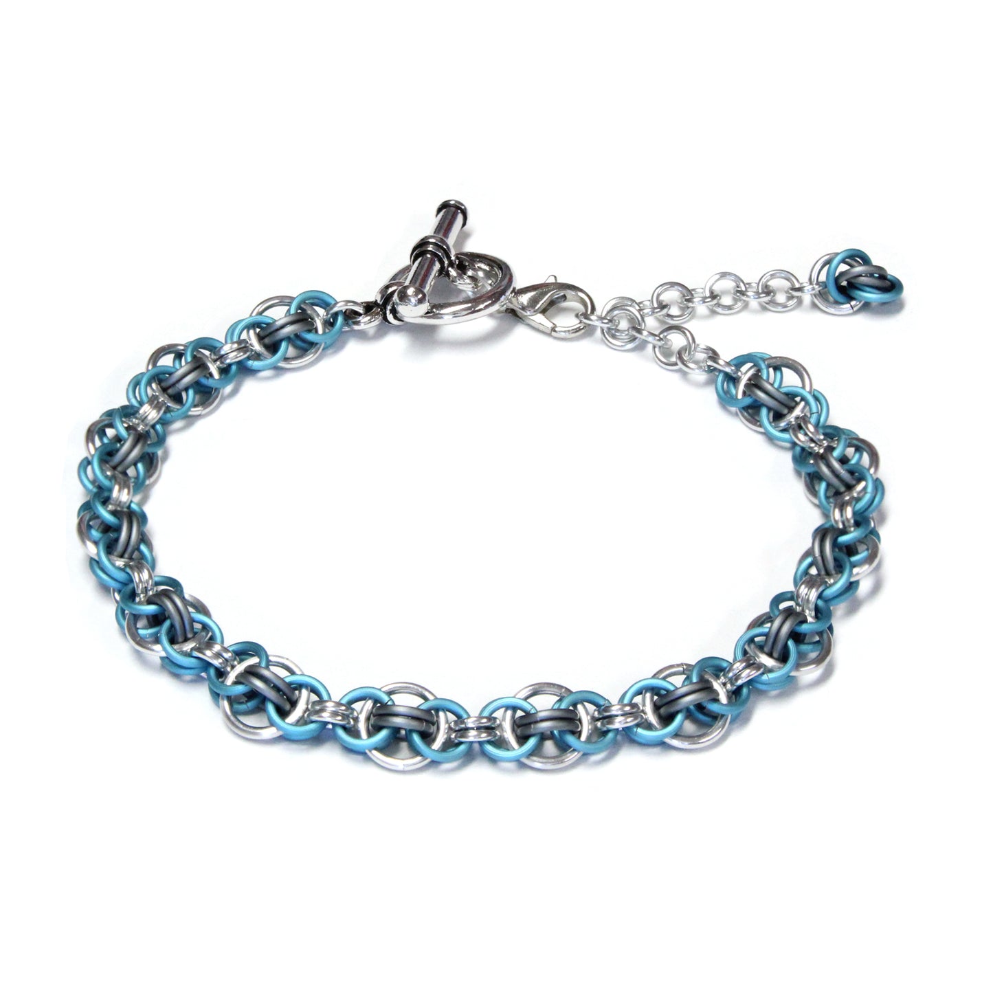Modified Helm Chain Bracelet / with adjustable clasp for 6-1/2 to 7-1/2 inch wrist / includes matching earrings