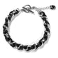 Double Spiral Chainmail Bracelet / black and silver / adjustable clasp for 6.5 to 7.5 inch wrist