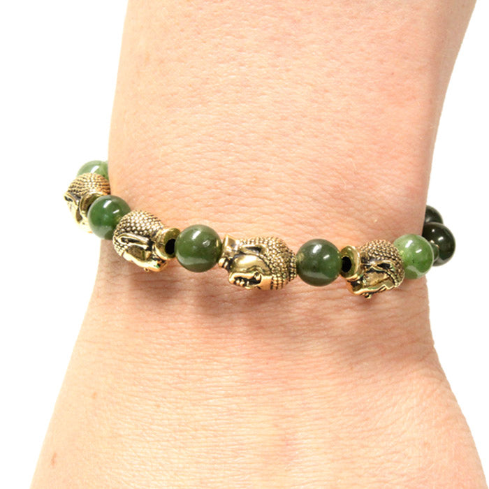 BC Jade Buddha Bracelet / 6.5 to 7.5 Inch wrist size / extender chain with charm