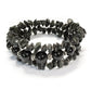 Black Onyx Mania Bracelet / 6 to 8 Inch wrist size / triple wrap / round and chip beads / silver spacers