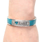Love Heart Cuff Bracelet / fits up to 7 inch wrist size / turquoise leather / rhodium plated cuff