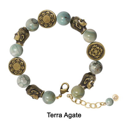 DIY Jewelry Kit for Gemstone Buddha Bracelet / for 6 to 7 Inch wrist size / brass oxide finish + gemstone of your choice