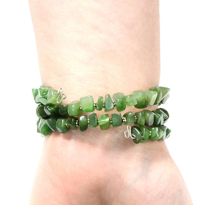 BC Jade Mania Bracelet / 6 to 8 Inch wrist size / silver pewter beads
