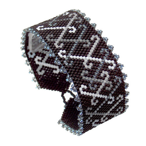 Shades of Grey Peyote Stitch Bracelet / fits 6.5 to 7 Inch wrist / pewter button clasp