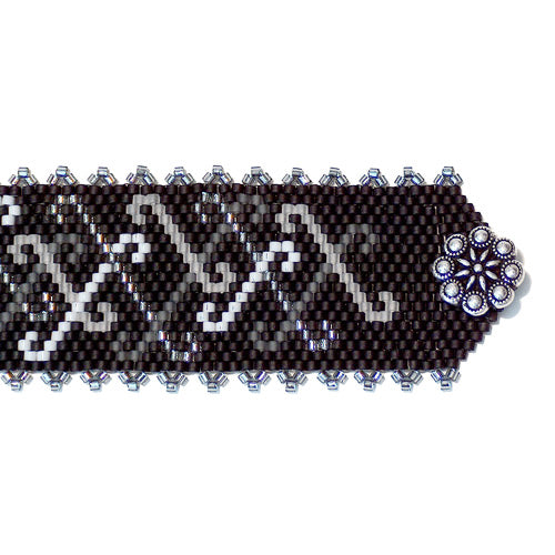 Shades of Grey Peyote Stitch Bracelet / fits 6.5 to 7 Inch wrist / pewter button clasp