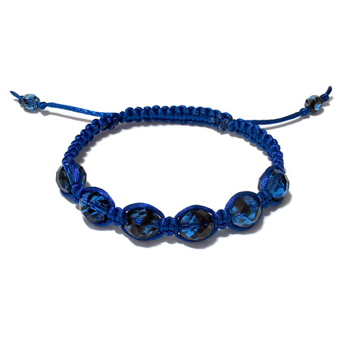 Blue and Black Swirl Macrame Bracelet / adjustable fits 7-0" to 8-0" wrist size / blue satin cord
