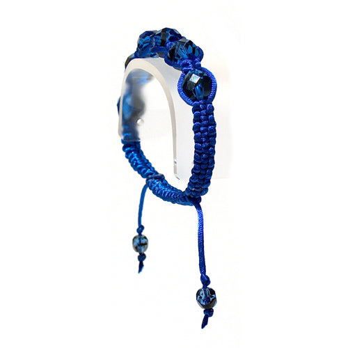 Blue and Black Swirl Macrame Bracelet / adjustable fits 7-0" to 8-0" wrist size / blue satin cord