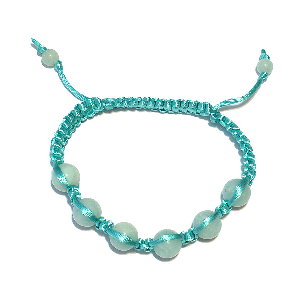 Green Amazonite Macrame Bracelet / adjustable fits 7-0" to 8-0" wrist size / turquoise-green satin cord