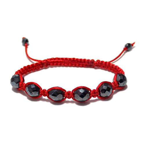Black and Red Macrame Bracelet / adjustable fits 7-0" to 8-0" wrist size / red satin cord