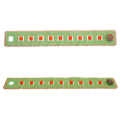 Orange Limonade Peyote Stitch Bracelet / fits 6-1/2 to 6-3/4 Inch wrist / apple blossom button clasp