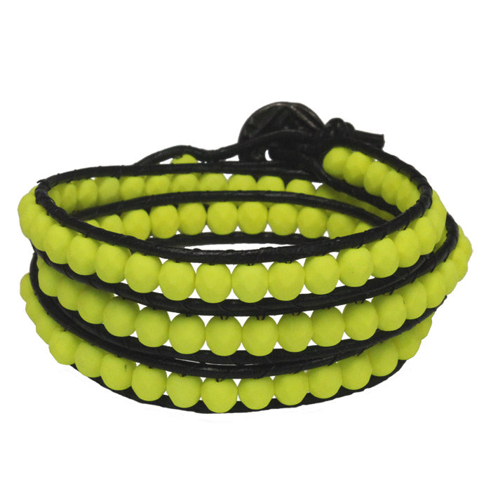 Neon Yellow Triple Wrap Bracelet / fits 6.5 to 7 Inch wrist size