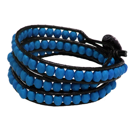 Neon Electric Blue Triple Wrap Bracelet / fits 6.5 to 7 Inch wrist size