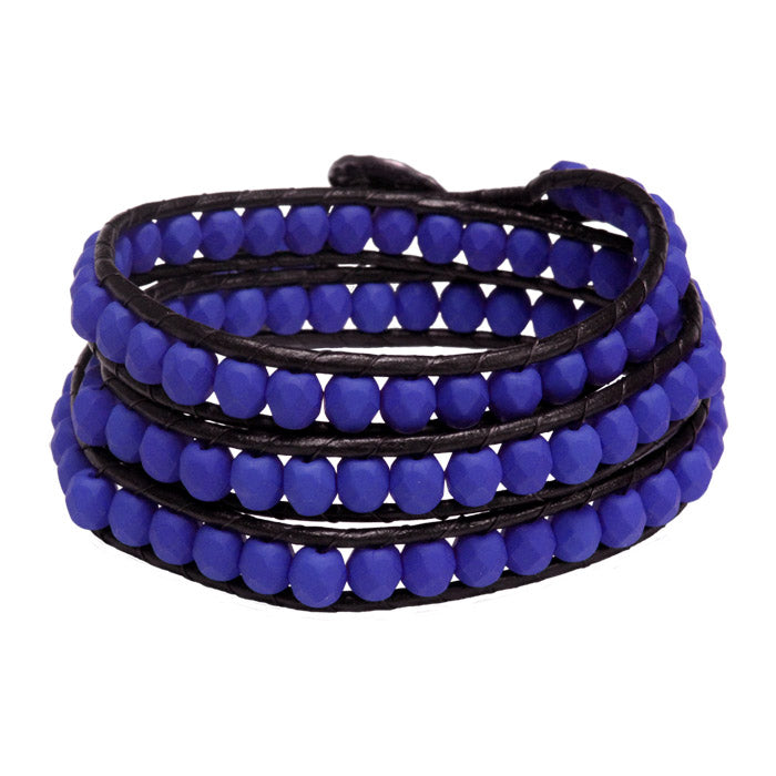 Neon Dark Blue Triple Wrap Bracelet / fits 6.5 to 7 Inch wrist size