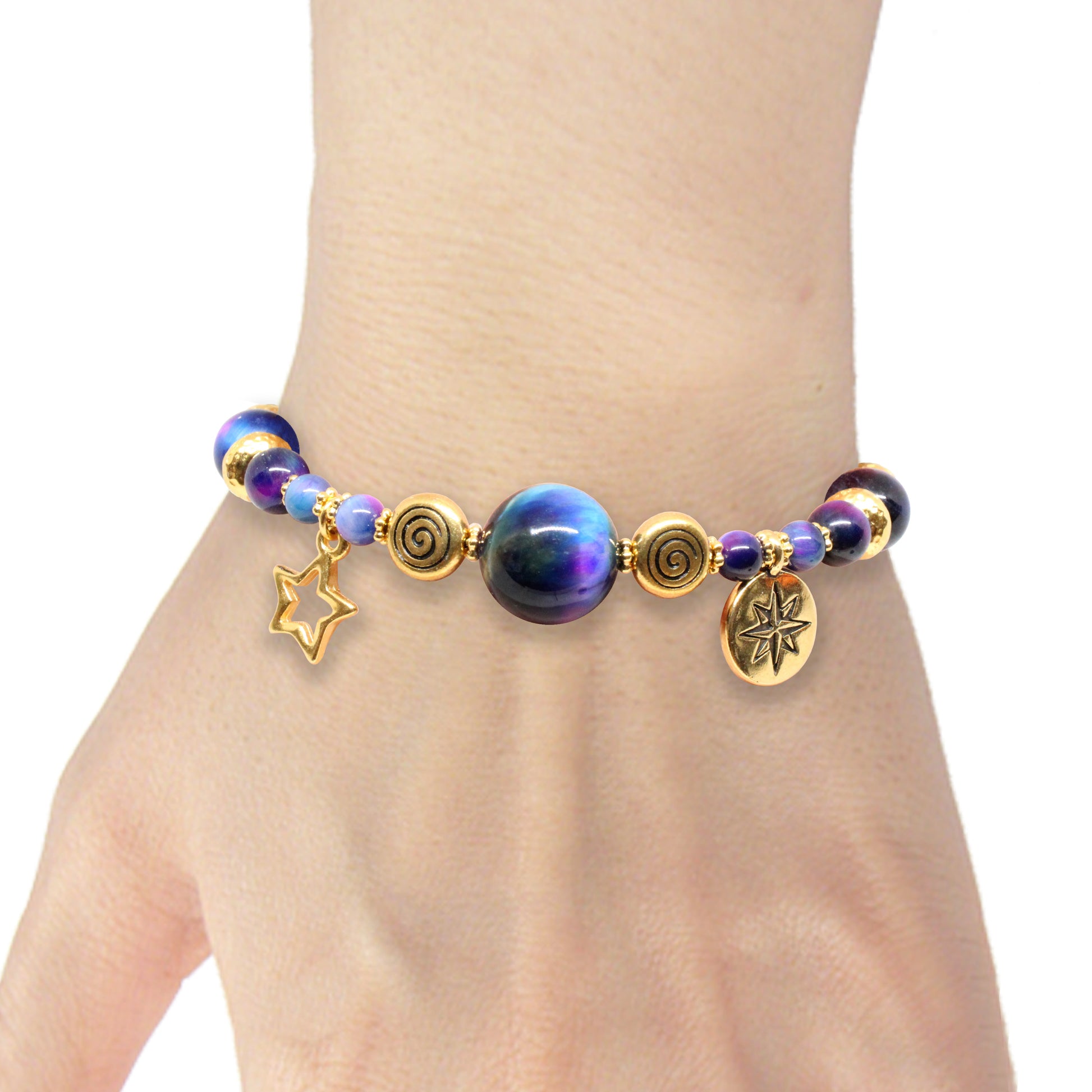 Rainbow Tiger's Eye Bracelet with zodiac charm / 6 to 7 Inch wrist siz –  StravaMax Jewelry Etc