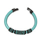 TURQUOISE Geometric Bracelet / fits 6.5 to 7 Inch wrist size / with black trim / leather with magnetic clasp