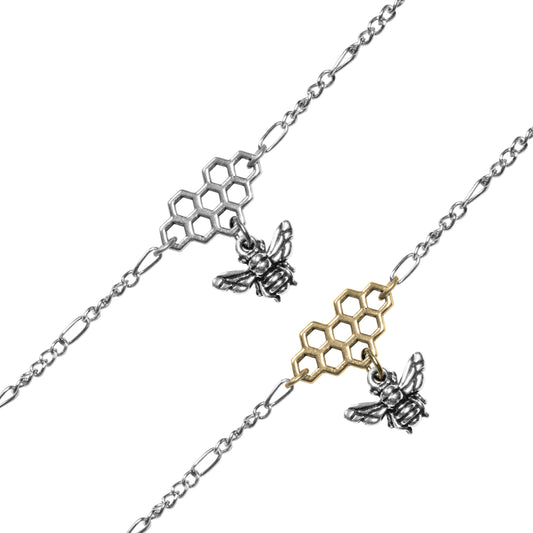 Honeybee Chain Bracelet / choose length and colorway - all silver or silver gold mix