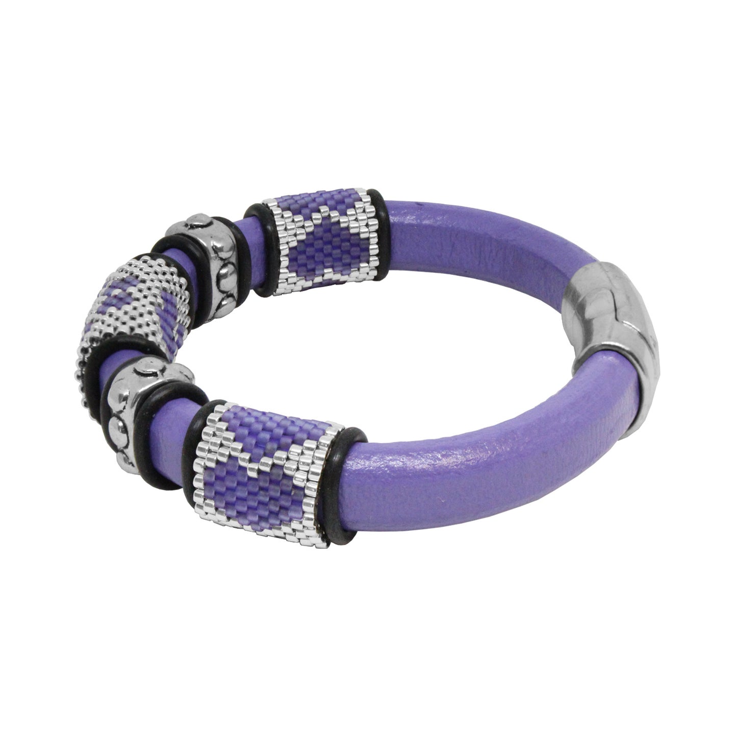 LILAC PURPLE Dog Paw Bracelet / fits 6.5 to 7 Inch wrist size / leather with magnetic clasp