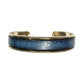 Blue Leather Cuff Bracelet / fits up to 7 inch wrist size / embossed floral leather / gold plated cuff