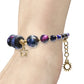 Rainbow Black Celestial Bracelet / 6 to 7 Inch wrist size / gold pewter beads and charms