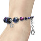 Rainbow Black Celestial Bracelet / 6 to 7 Inch wrist size / silver pewter beads and charms