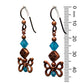 Celtic Butterfly Wing Earrings / 45mm length / ocean blue and dark copper / niobium earwires