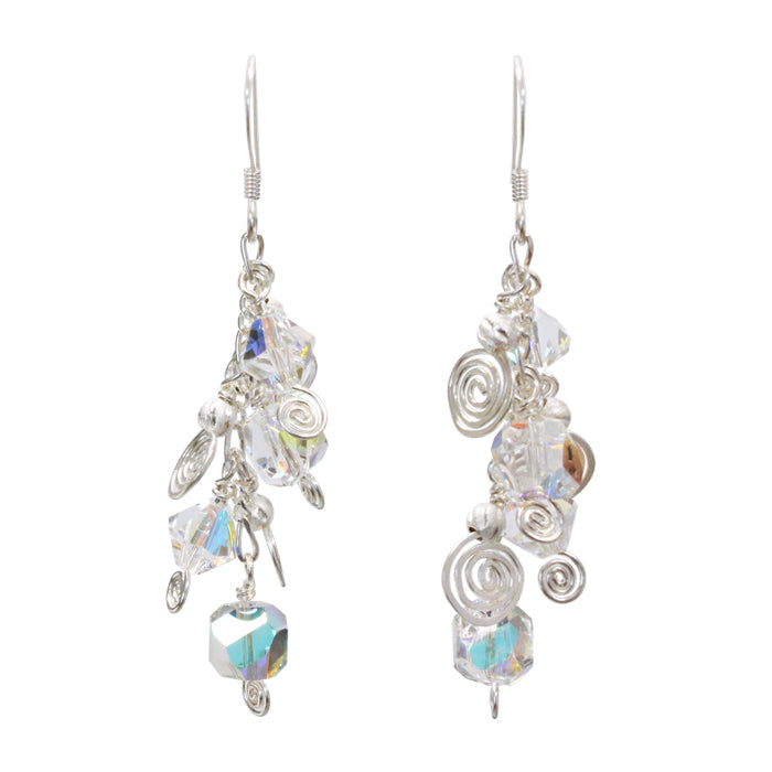 Galaxy Crystal Starlight Earrings / 50mm length / sterling silver and crystal