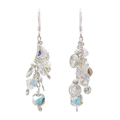 Galaxy Crystal Starlight Earrings / 50mm length / sterling silver and crystal