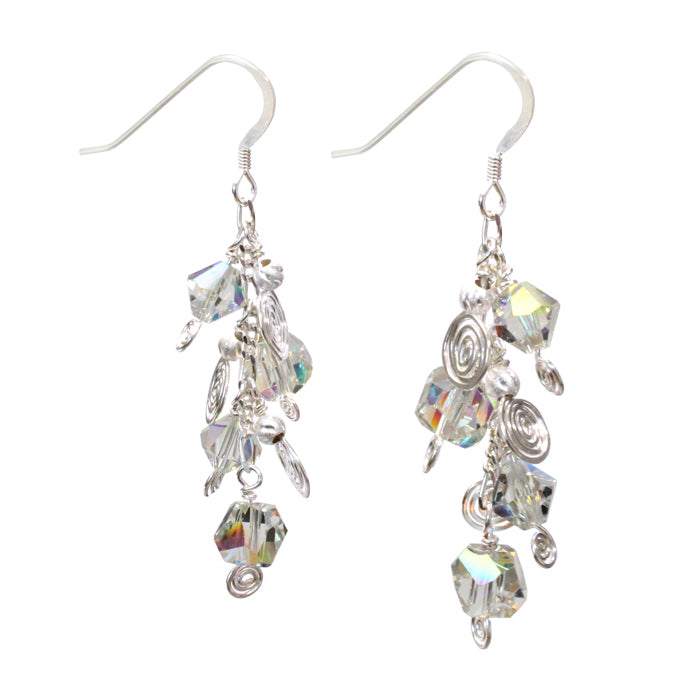 Galaxy Crystal Starlight Earrings / 50mm length / sterling silver and crystal