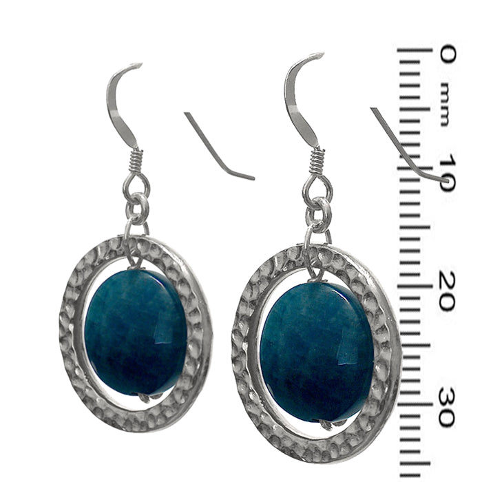 Blue Apatite Earrings / 35mm length / sterling hook earwires