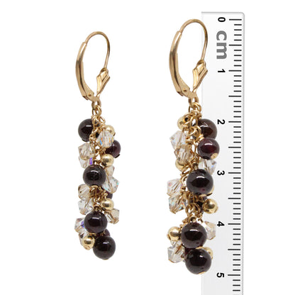 Garnet Fire And Ice Earrings / 50mm length / gold filled leverback earwires