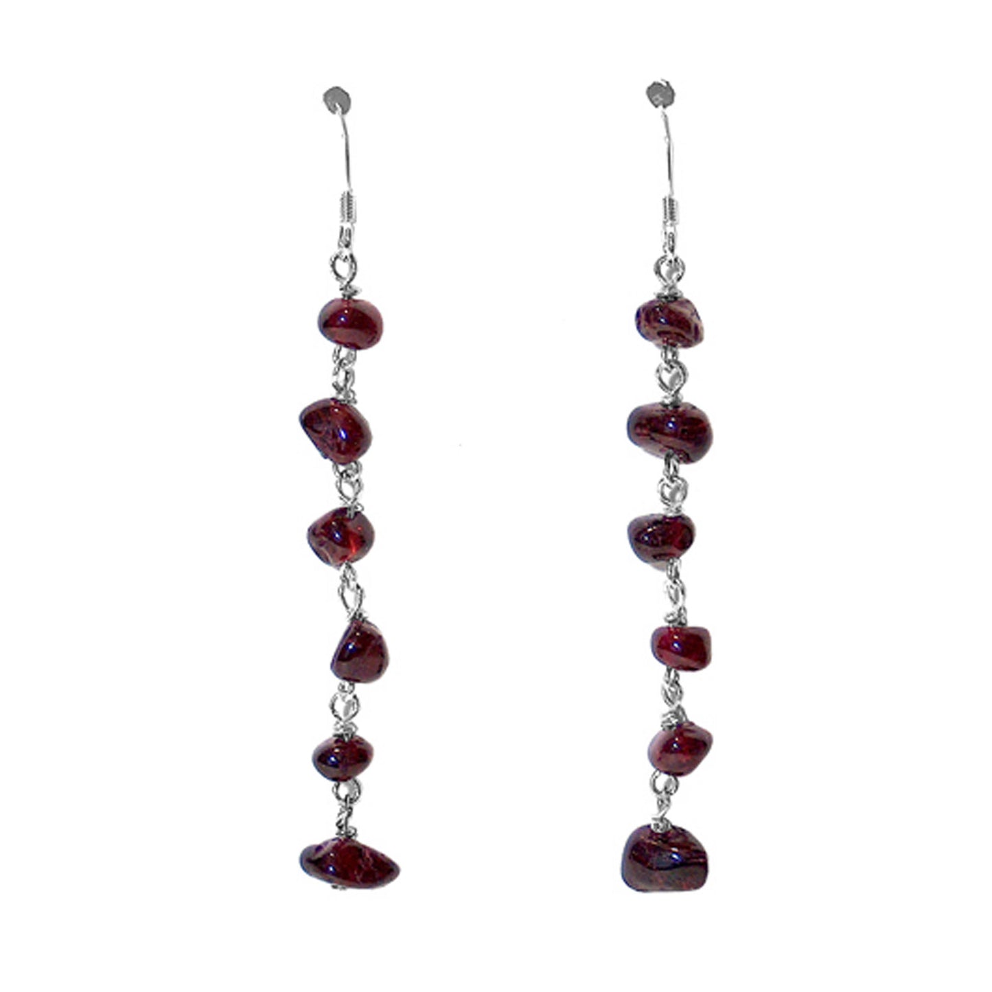 Garnet Nuggets Earrings / 63mm length / sterling silver earwires