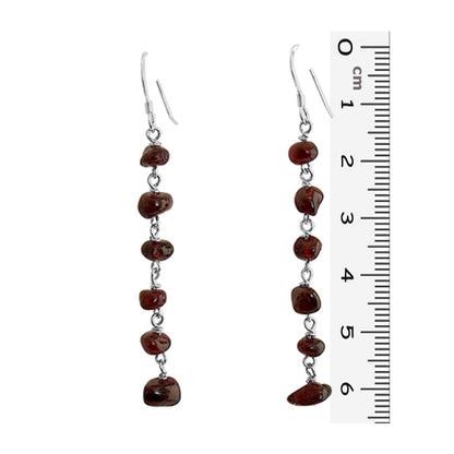 Garnet Nuggets Earrings / 63mm length / sterling silver earwires