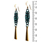 Celtic Chainmail Cross Earrings / 70mm length / teal green chainmail / gold filled earwires