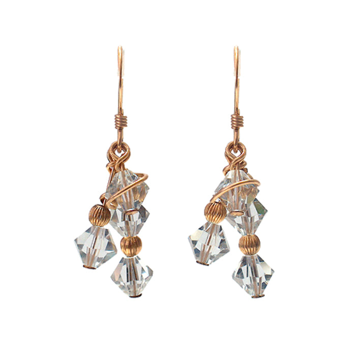 Shadow Crystal Array Earrings / 35mm length / gold filled earrings